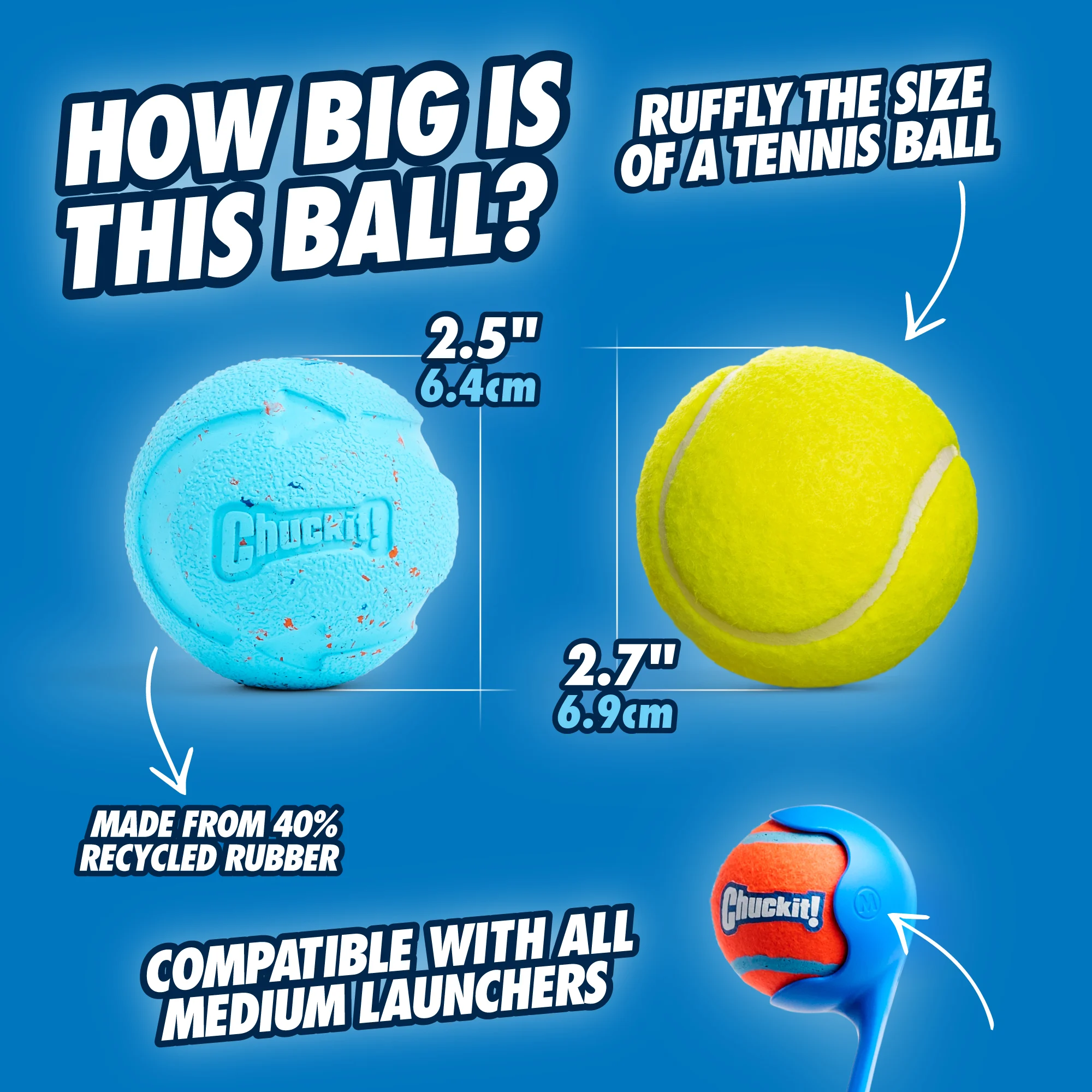 Odbijająca się piłka dla psa z gumy z recyklingu, 2 sztuki – Chuckit! Rebounce Fetch Ball M - obrazek 3