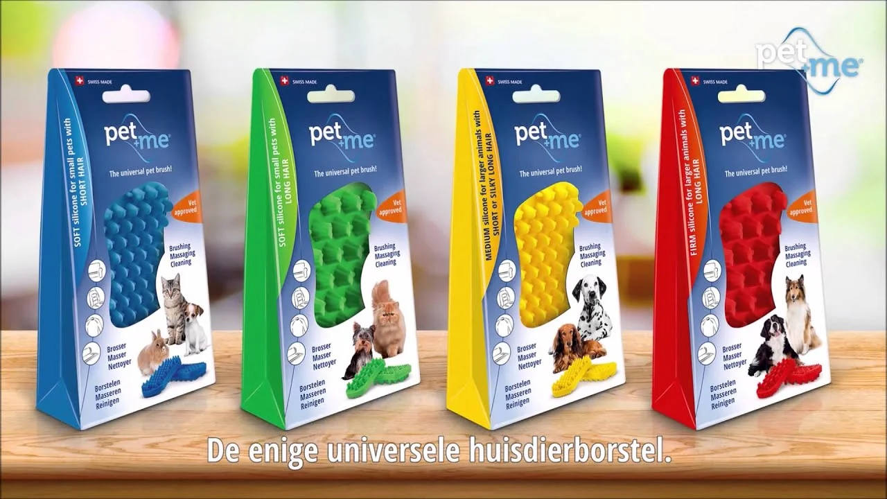 Szczotka silikonowa dla kotów długowłosych, zielona – Pet + Me Cat Hair Brush - obrazek 6