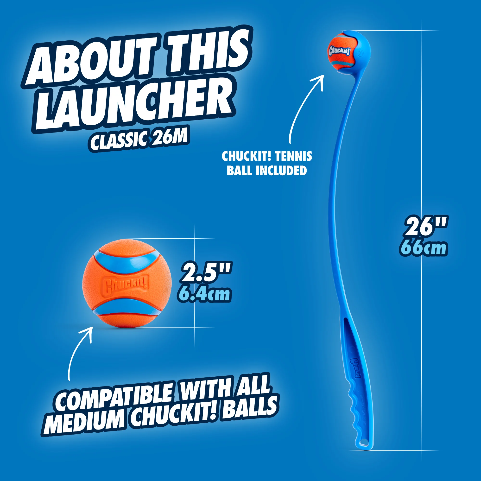 Wyrzutnia piłek dla psa z piłką tenisową, 66 cm – Chuckit! Sport Launcher L - obrazek 4