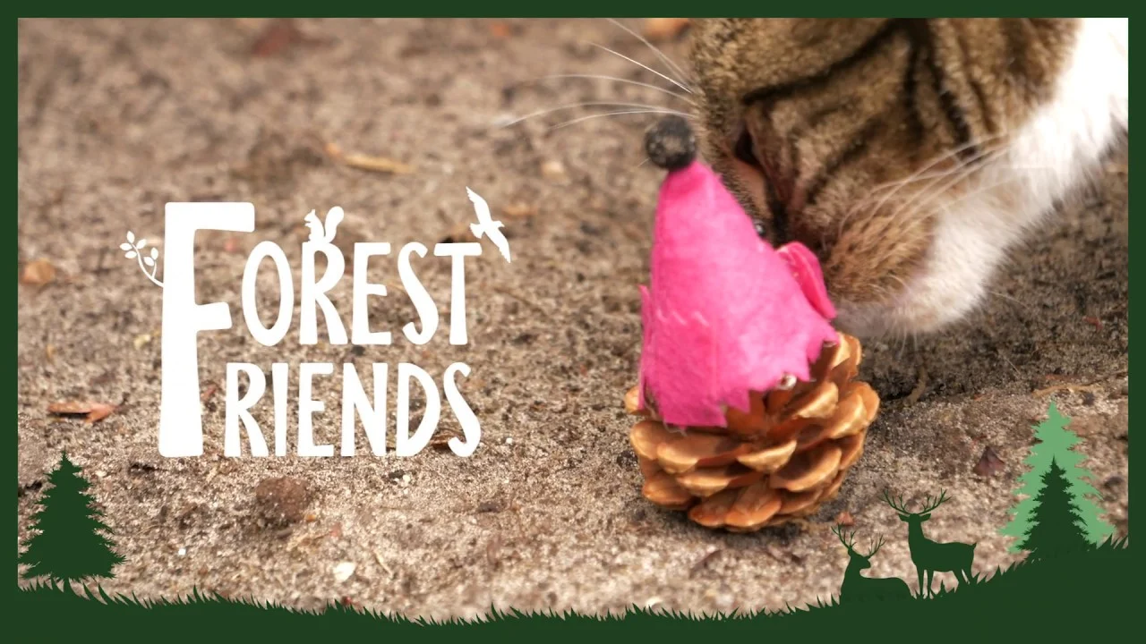 Zabawka w kształcie myszy dla kotów z szyszki i filcu z Madnip, niebieska, 8 cm – Forest Friends Mouse - obrazek 3