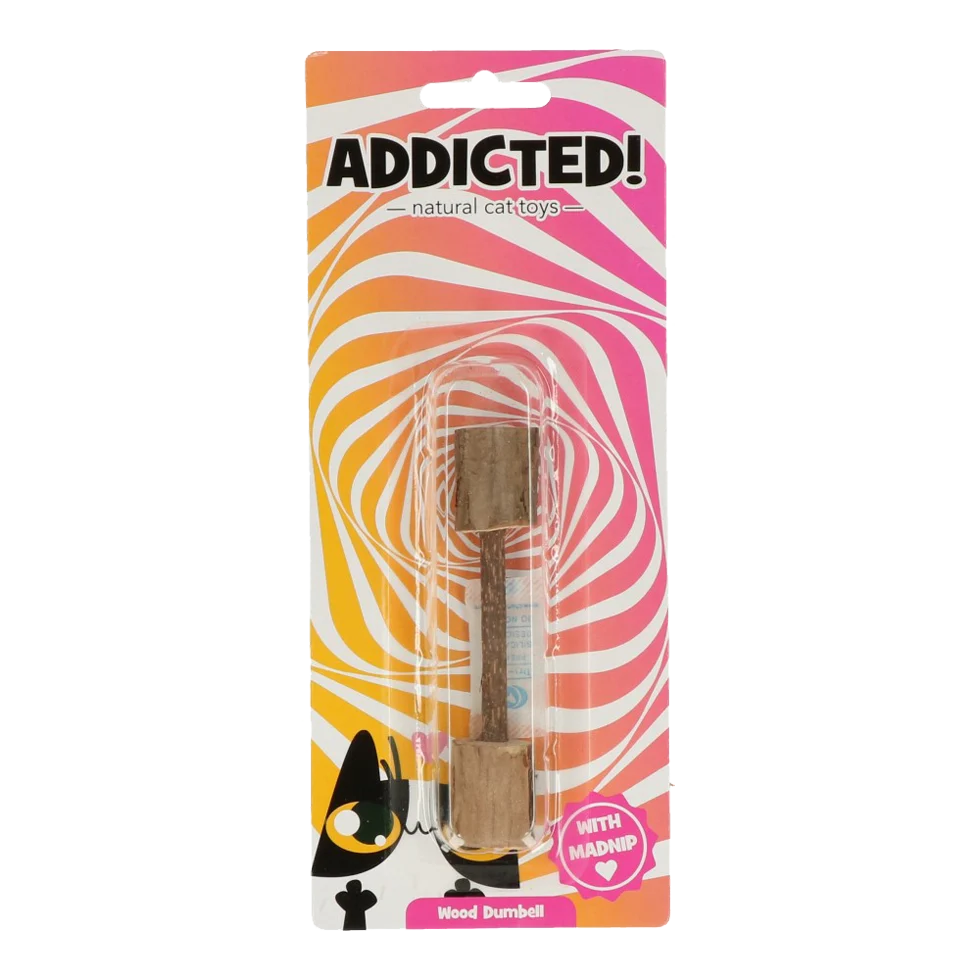 Drewniana zabawka dla kota w kształcie hantla z MADNIP – Addicted! Wood Dumbell - obrazek 4