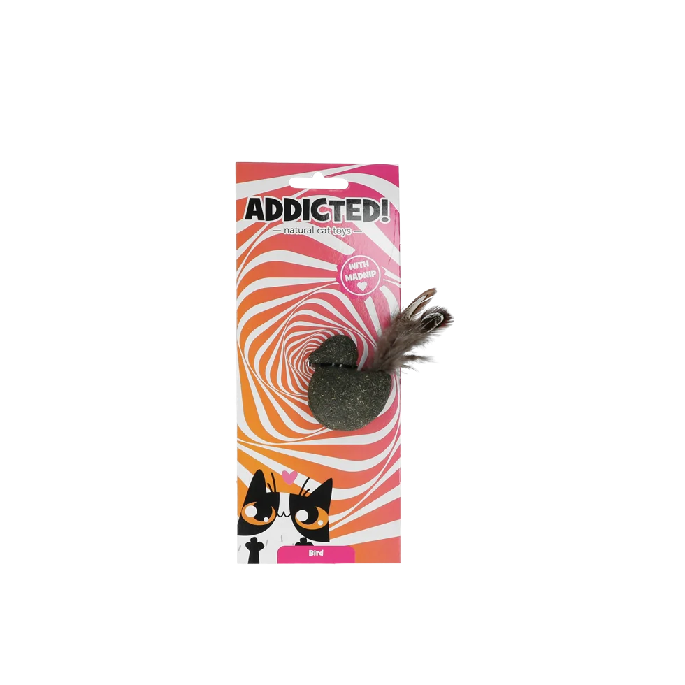 Zabawka w kształcie ptaka dla kotów z piórami i MADNIP – Addicted! Bird with Feathers - obrazek 1