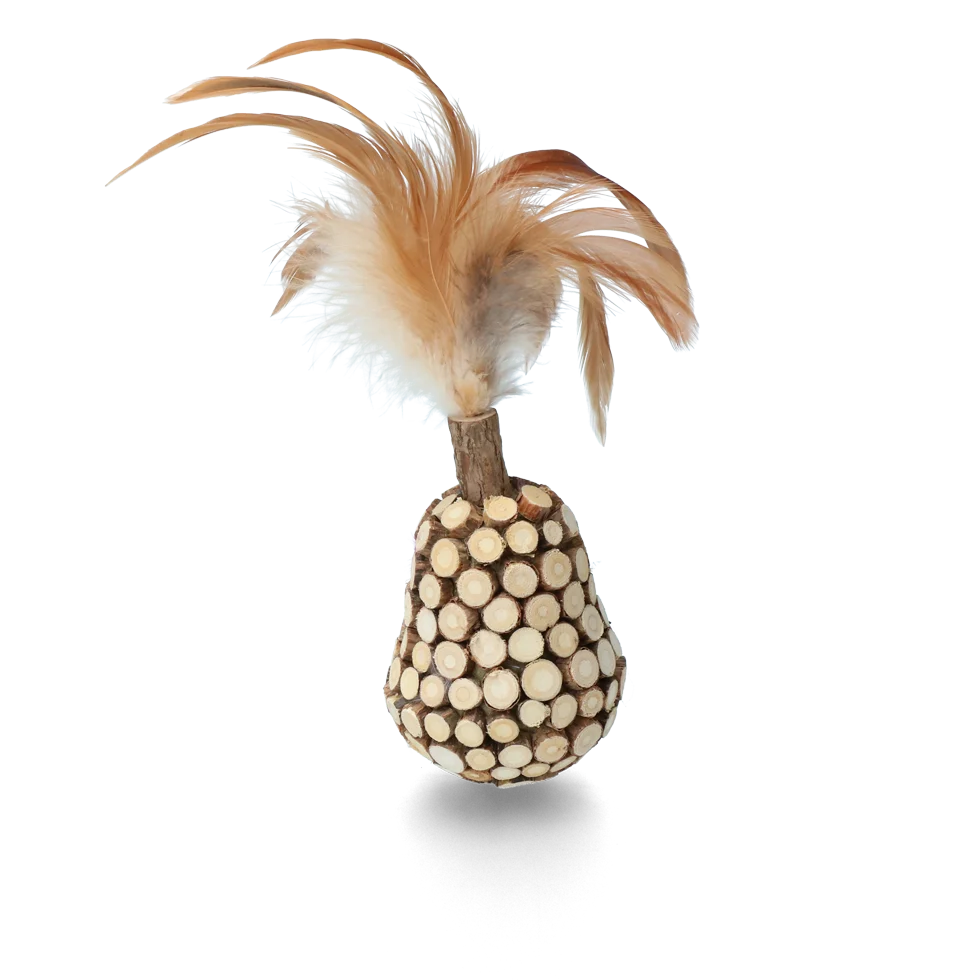 Drewniana zabawka kołysząca się dla kota z piórkami i MADNIP – Addicted! Wooden Wobbler with Feathers - obrazek 2