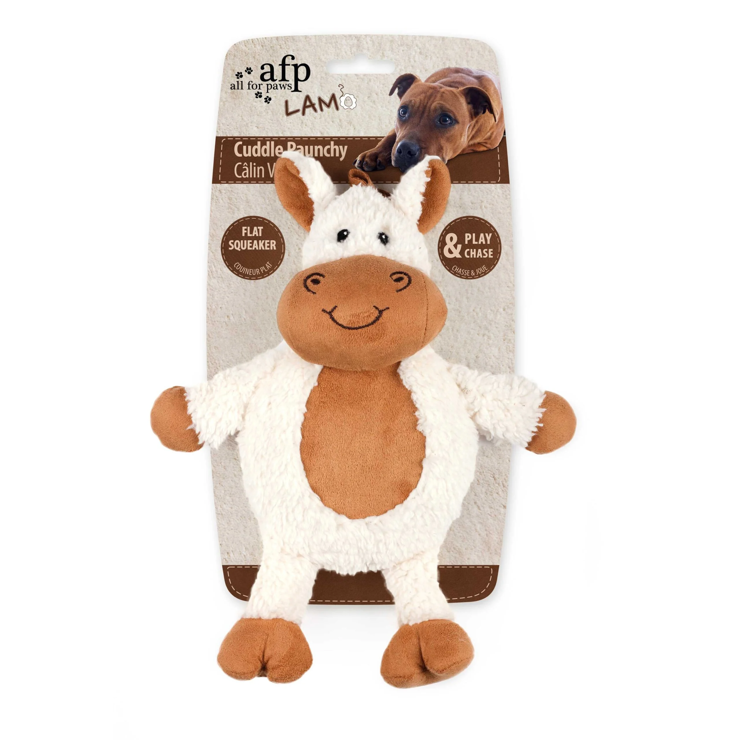 Pluszowa zabawka dla psa z imitacji polaru, z dużą piszczałką, 30 x 24 x 8,5 cm – AFP Lambswool - Cuddle Paunchy - obrazek 2
