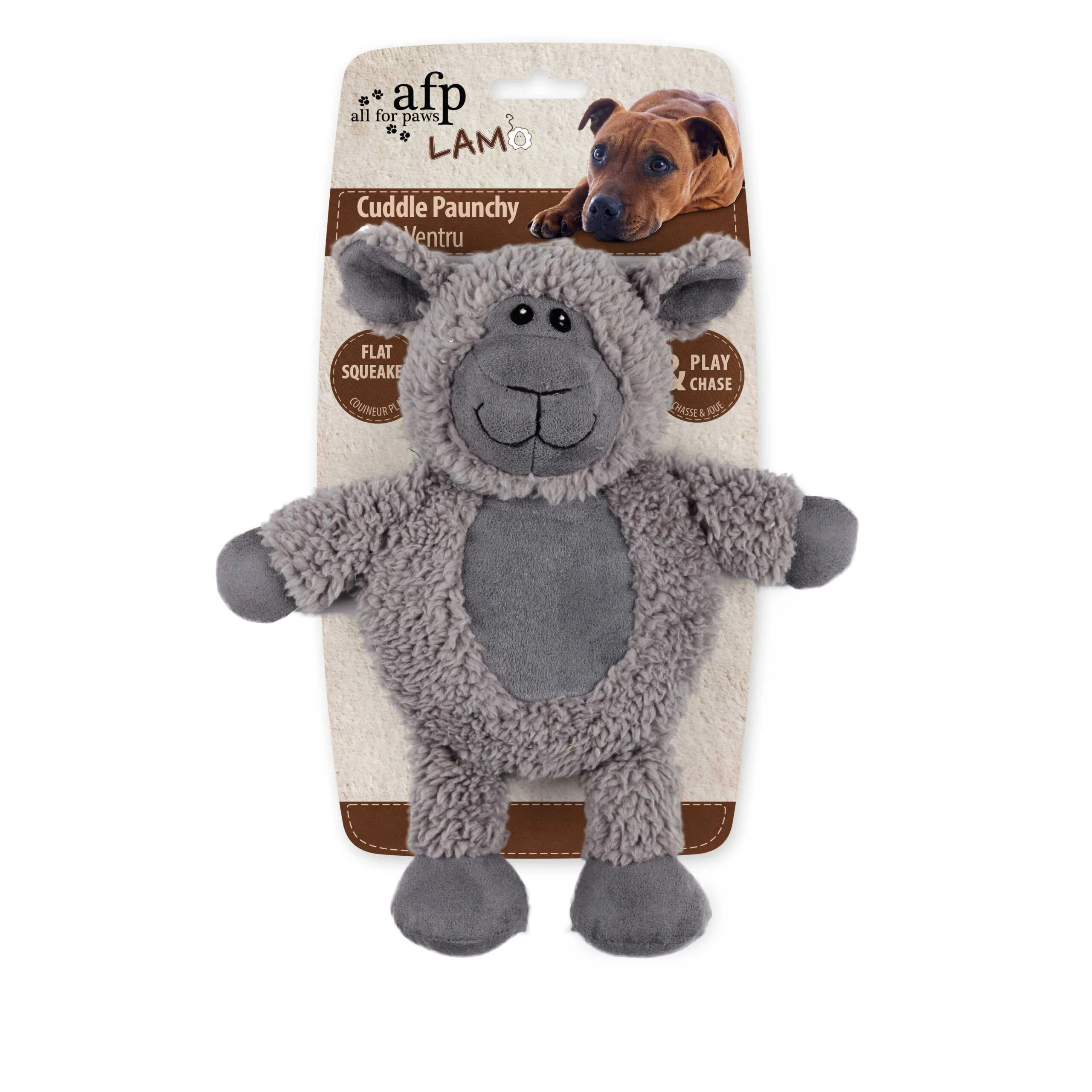 Pluszowa zabawka dla psa z imitacji polaru, z dużą piszczałką, 30 x 24 x 8,5 cm – AFP Lambswool - Cuddle Paunchy - obrazek 4