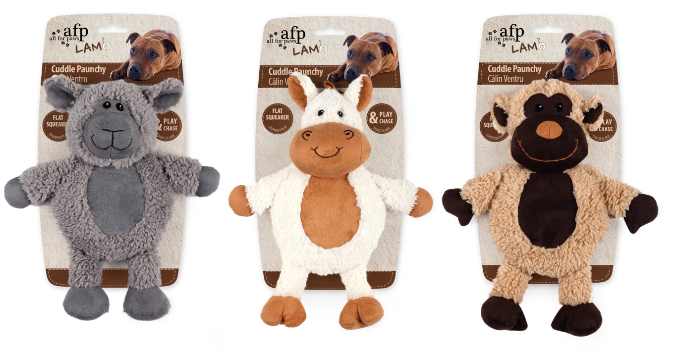 Pluszowa zabawka dla psa z imitacji polaru, z dużą piszczałką, 30 x 24 x 8,5 cm – AFP Lambswool - Cuddle Paunchy - obrazek 1