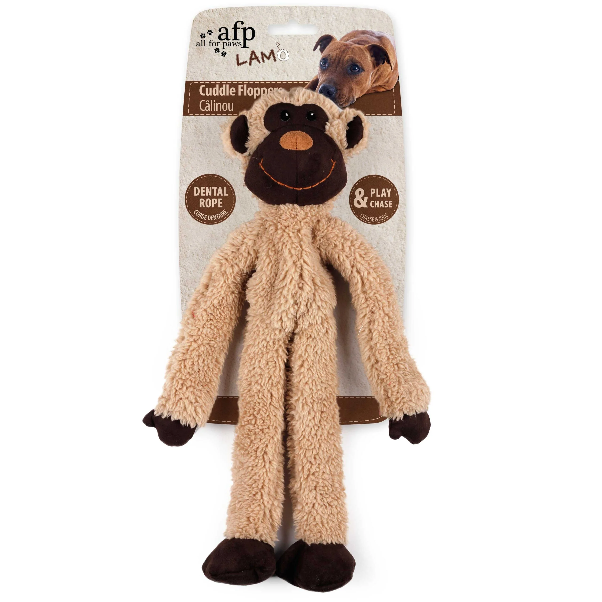 Zabawka pluszowa dla psa ze sznurem do przeciągania i piszczałką, 43 x 16 x 6,5 cm – AFP Lambswool - Cuddle floppers - obrazek 4