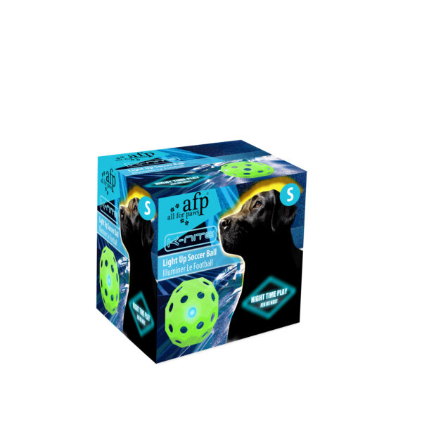 Piłka dla psa w kształcie piłki nożnej z migającym światłem i otworami – AFP K-Nite Light Up Soccer Ball Small