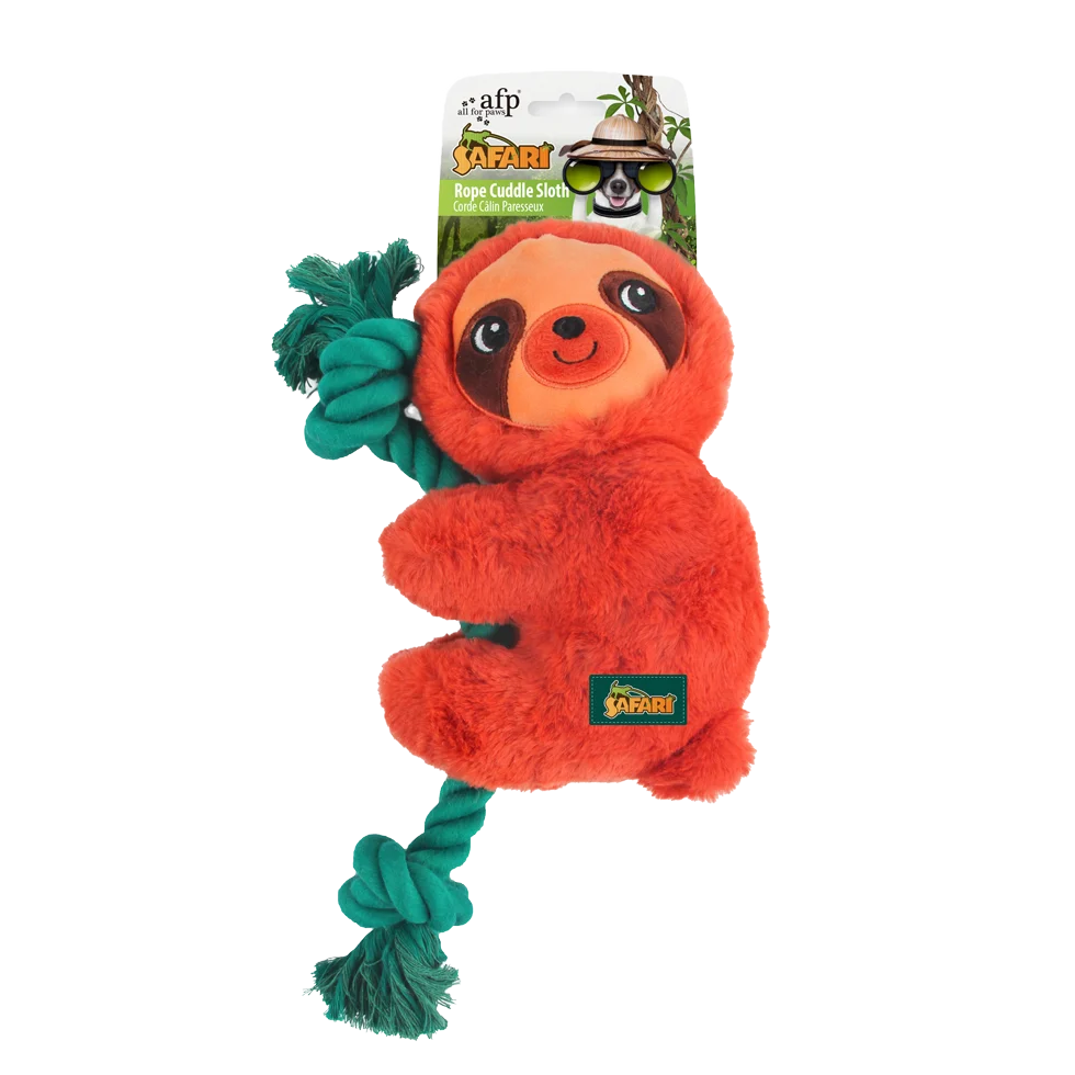 Pluszowa zabawka dla psa ze sznurami i piszczałką, 31 x 17,5 x 6 cm – AFP Safari - Rope Cuddle Leniwiec - obrazek 1