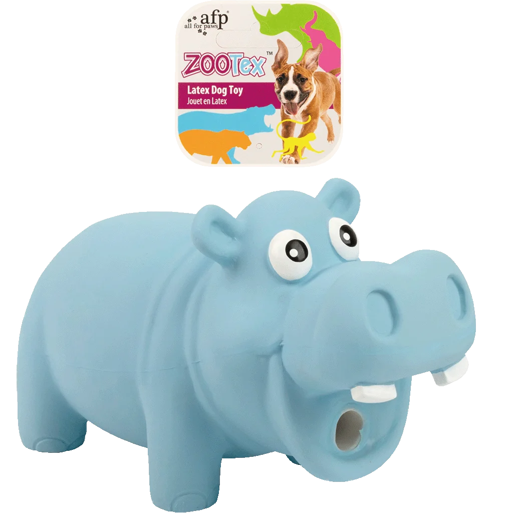 Lateksowa zabawka dla psa z piszczałką, rozmiar L – AFP ZooTex Hector the Hippo - obrazek 1