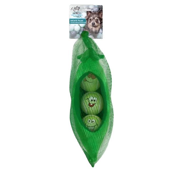 Zestaw piłek dla psa w strąku grochu, 3 piłki z piszczałkami, ø 6,3 cm – AFP Meta Ball Ball Set w/ Pee Pod