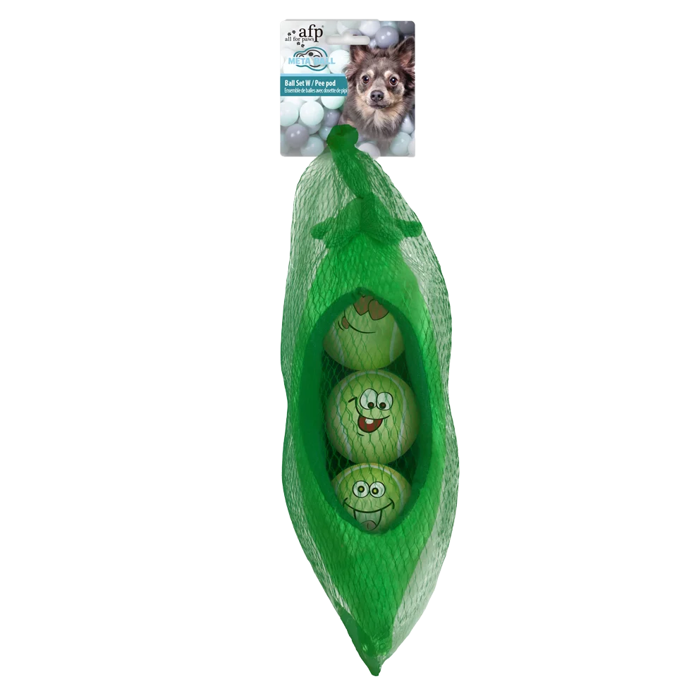 Zestaw piłek dla psa w strąku grochu, 3 piłki z piszczałkami, ø 6,3 cm – AFP Meta Ball Ball Set w/ Pee Pod - obrazek 1