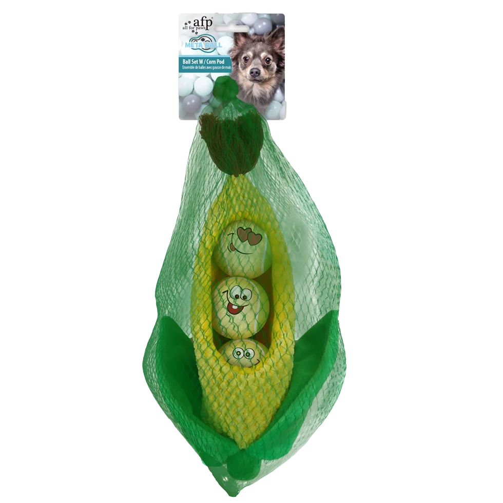 Zestaw piłek dla psa w kolbie kukurydzy, 3 piłki z piszczałką, ø 6,3 cm – AFP Meta Ball Ball Set w/ Corn Pod - obrazek 1