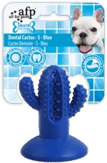 Gumowa zabawka do gryzienia w kształcie kaktusa z przyssawką, S, niebieska, 6,4 x 8,4 x 6,5 cm – AFP Dental Chews - Dental Cactus