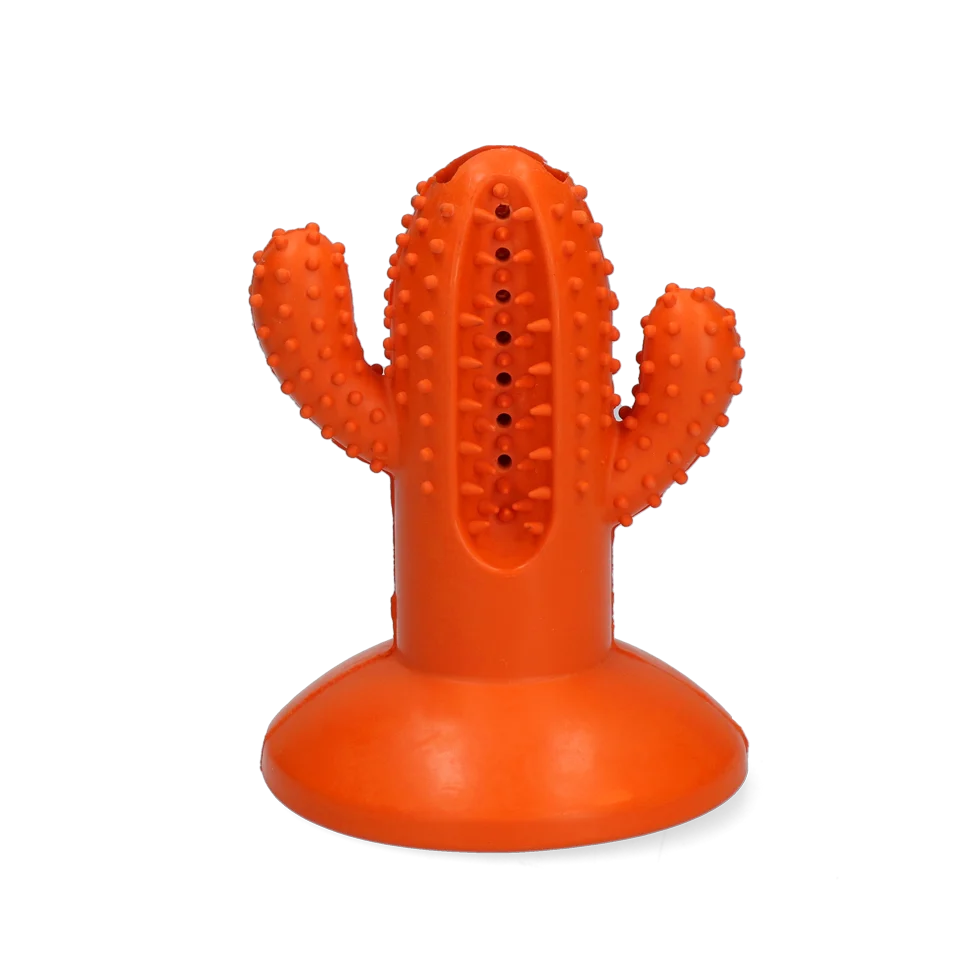 Gryzak dla psa Kaktus z gumy z przyssawką, M, pomarańczowy, 9,4 x 12,3 x 9,5 cm – AFP Dental Chews - Dental Cactus - obrazek 2