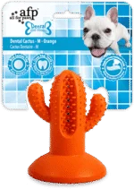 Gryzak dla psa Kaktus z gumy z przyssawką, M, pomarańczowy, 9,4 x 12,3 x 9,5 cm – AFP Dental Chews - Dental Cactus
