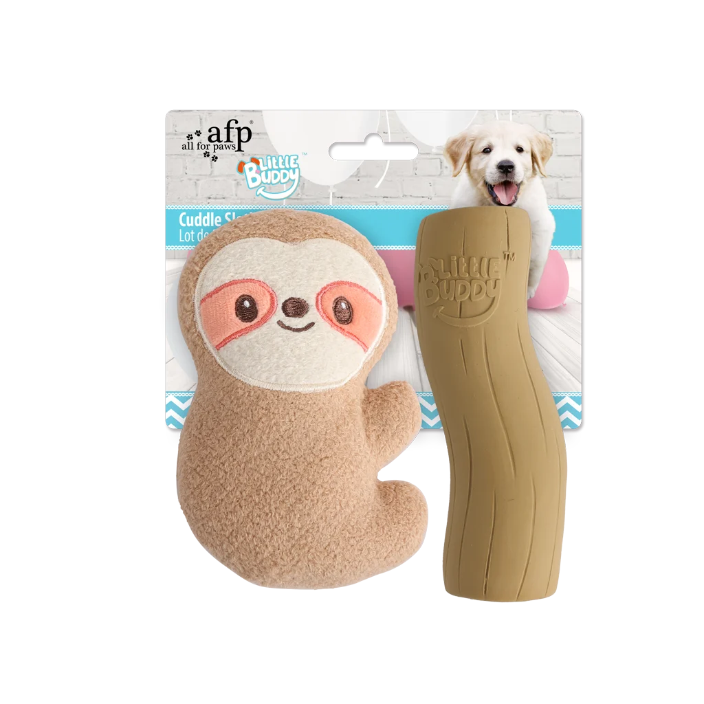 Set puppyspeelgoed met knuffel en piepers, 2 stuks – AFP Little Buddy 2-Pack Toy Cuddle Sloth - obrazek 1