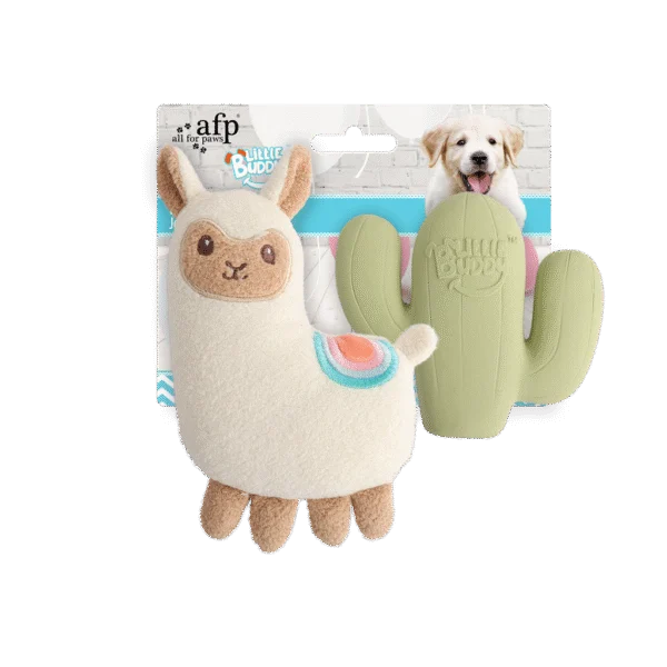 Zestaw zabawek dla szczeniaka z pluszakiem i piszczałkami, 2 sztuki – AFP Little Buddy 2-Pack Toy Fiesta