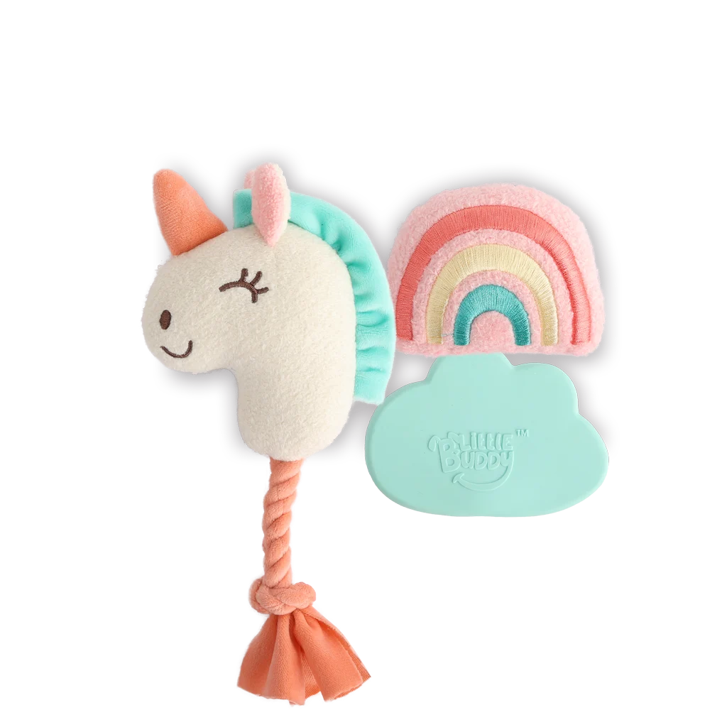 Zestaw zabawek dla szczeniąt: 2 pluszaki z piszczałkami, 3 sztuki – AFP Little Buddy 3-Pack Toy Wonderland - obrazek 2