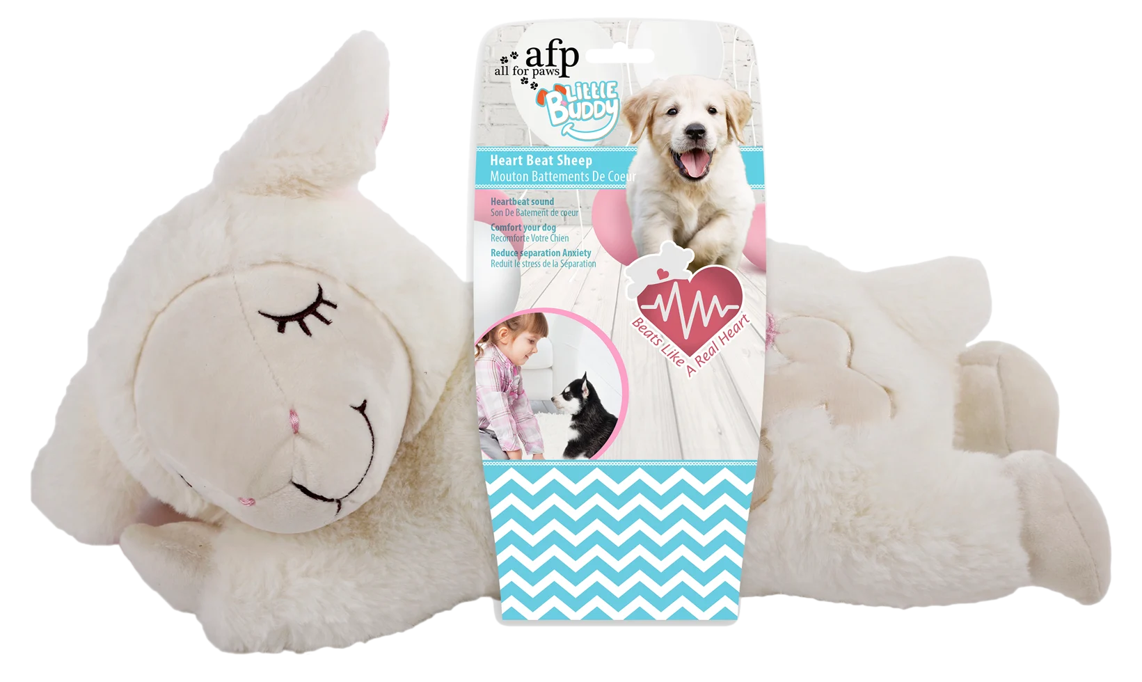 Pluszowa owca dla psa z funkcją bicia serca, 36 x 18 cm – AFP Little Buddy - Heart Beat Sheep - obrazek 1