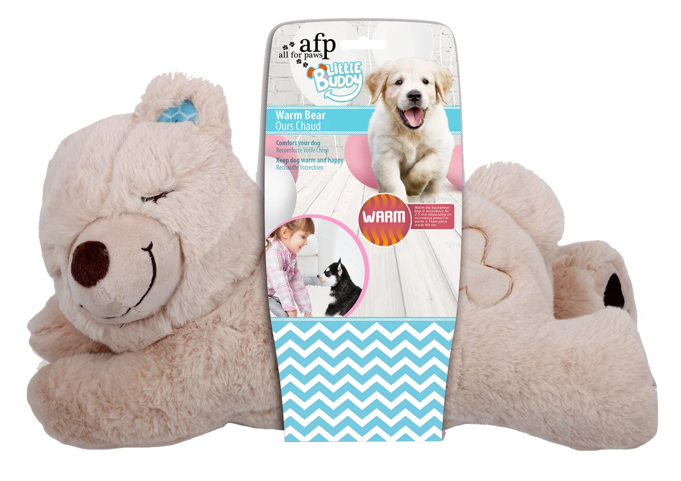 Pluszowy miś dla psa z woreczkiem grzewczym – AFP Little Buddy - Warm Bear - obrazek 1