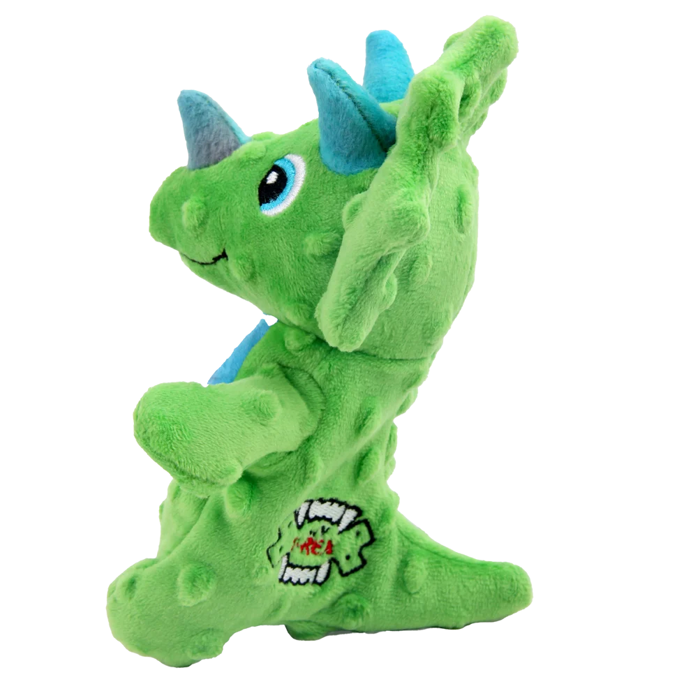 Pluszak dla psa z piszczałką i szeleszczącym materiałem, ok. 18 cm – AFP My T-Rex Thomas the Mini Triceratops S - obrazek 3