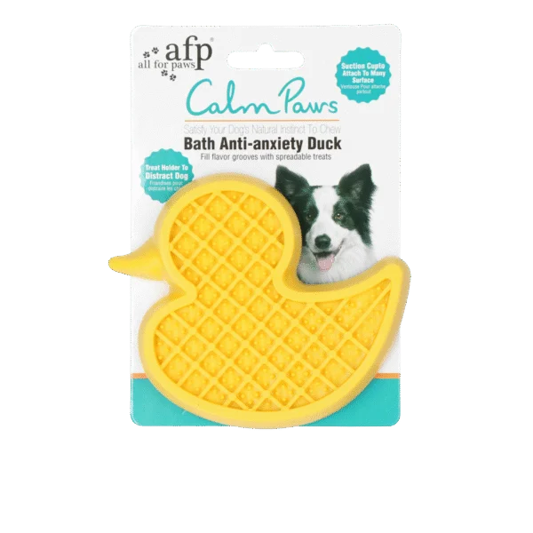 Zabawka dla psa w kształcie kaczuszki z przyssawką i silikonowymi wypustkami, 13 x 10 cm – AFP Calm Paws - Bath Anti-anxiety Duck