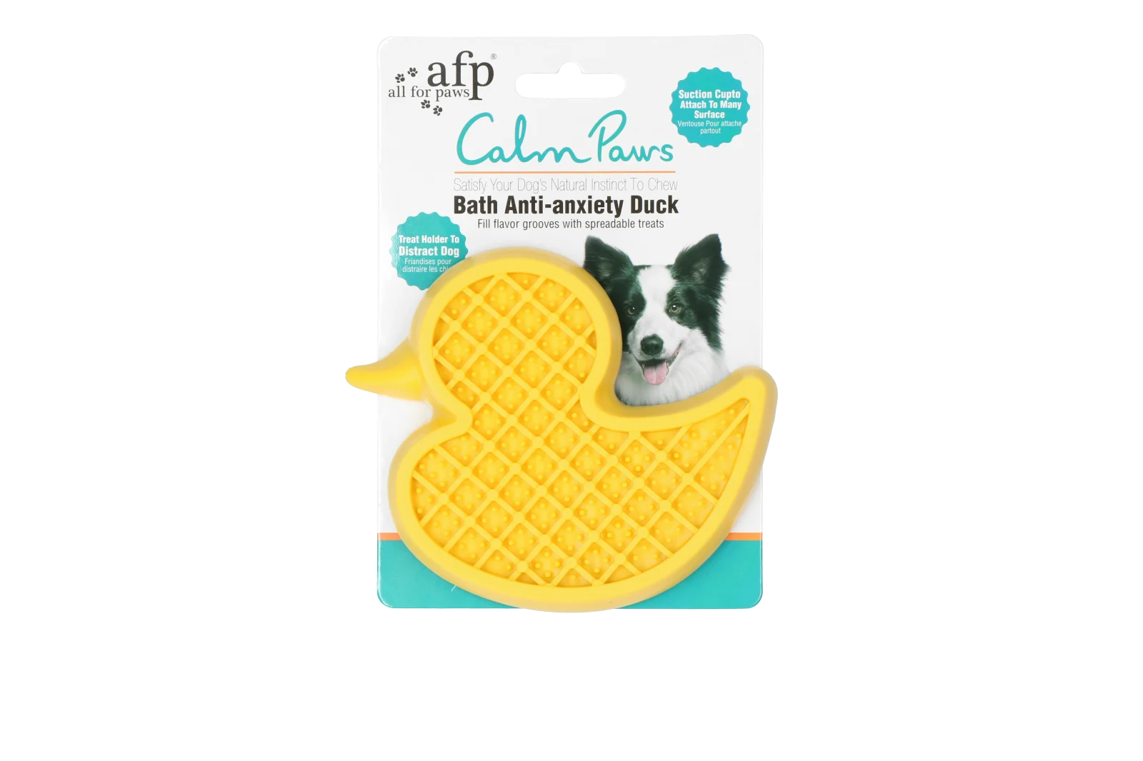 Zabawka dla psa w kształcie kaczuszki z przyssawką i silikonowymi wypustkami, 13 x 10 cm – AFP Calm Paws - Bath Anti-anxiety Duck - obrazek 1