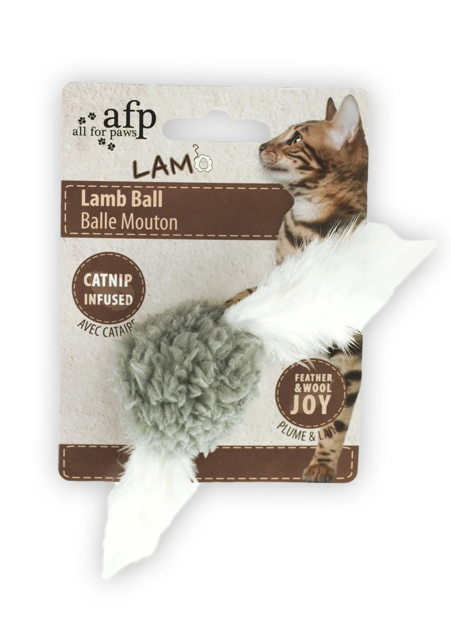 Piłeczka dla kota z kocimiętką i dźwiękiem ptaka, 5 x 5 x 3 cm – AFP Lambswool Lamb Ball - obrazek 4