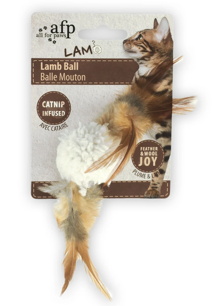 Piłeczka dla kota z kocimiętką i dźwiękiem ptaka, 5 x 5 x 3 cm – AFP Lambswool Lamb Ball - obrazek 3