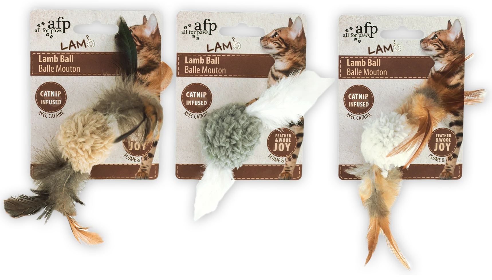 Piłeczka dla kota z kocimiętką i dźwiękiem ptaka, 5 x 5 x 3 cm – AFP Lambswool Lamb Ball - obrazek 1