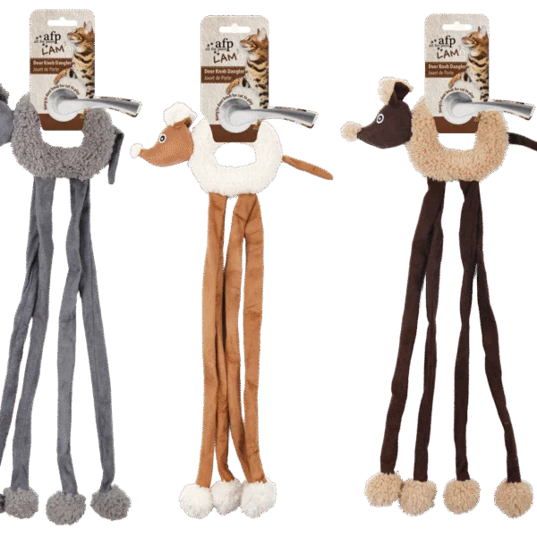 Zabawka dla kota do zawieszenia na klamce, z myszką i kocimiętką, 22 x 58 cm – AFP Lambswool - Door Knob Dangler