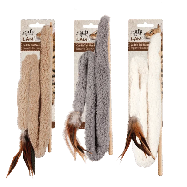 Wędka dla kota z piórkiem i kocimiętką – AFP Lambswool - Cuddle Tail Wand