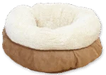 Pluszowe legowisko dla psa w kształcie donuta, beżowe, 45 x 45 x 25 cm – AFP Lambswool Donut Bed