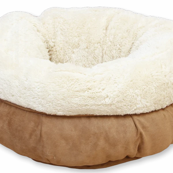 Pluszowe legowisko dla psa w kształcie donuta, beżowe, 45 x 45 x 25 cm – AFP Lambswool Donut Bed