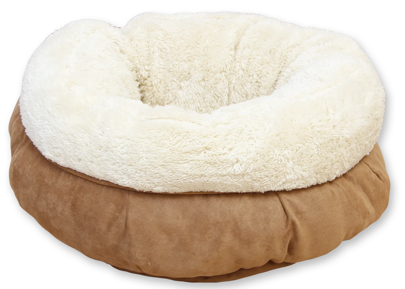 Pluszowe legowisko dla psa w kształcie donuta, beżowe, 45 x 45 x 25 cm – AFP Lambswool Donut Bed - obrazek 1