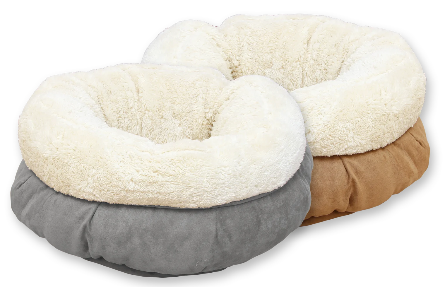 Pluszowe legowisko dla psa w kształcie donuta, beżowe, 45 x 45 x 25 cm – AFP Lambswool Donut Bed - obrazek 5