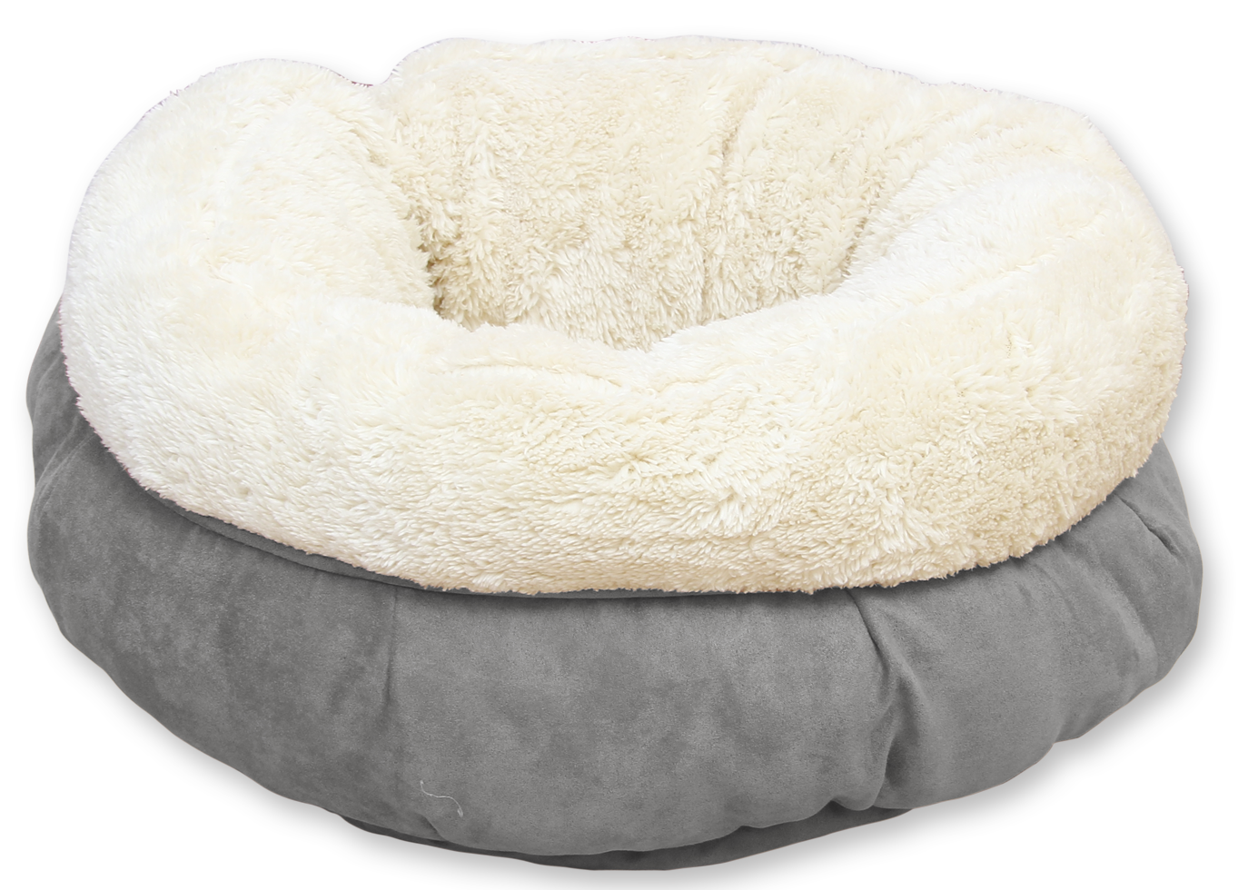 Donutvormige Hondenmand van Pluche Grijs, 45 x 45 x 25 cm – AFP Lambswool Donut Bed Okrągłe legowisko z pluszu dla psa, szare, 45 x 45 x 25 cm – AFP Lambswool Donut Bed