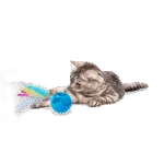 Obracająca się piłka dla kota z piórkami i wstążkami – AFP Modern Cat Dizzy Spinner - obrazek 3