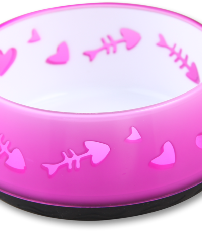 Miska na karmę i wodę dla kota z gumowym spodem, Ø 10 cm, różowa – AFP Modern Cat - Cat Love Bowl