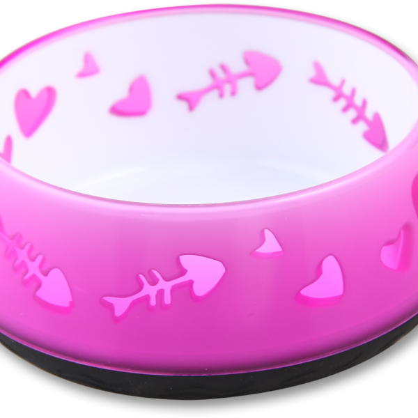 Miska na karmę i wodę dla kota z gumowym spodem, Ø 10 cm, różowa – AFP Modern Cat - Cat Love Bowl
