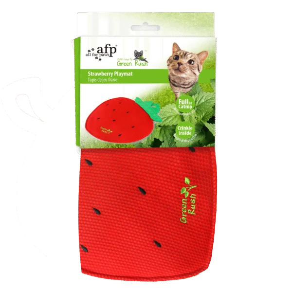 Mata do zabawy dla kota w kształcie truskawki z kocimiętką – AFP Green Rush - Play Mat Aardbei