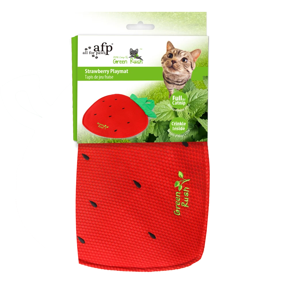 Mata do zabawy dla kota w kształcie truskawki z kocimiętką – AFP Green Rush - Play Mat Aardbei - obrazek 1