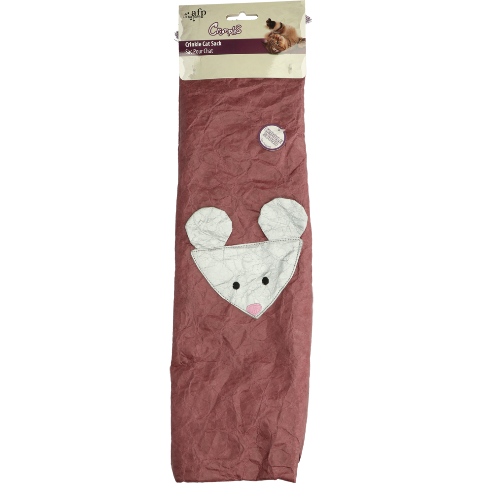Kattenspeeltje van Knisperpapier met Veren, Paars, 45 cm – AFP Crumples - Crinkle Cat Sack Zabawka dla kota z szeleszczącym papierem i piórkami, fioletowa, 45 cm – AFP Crumples - Crinkle Cat Sack