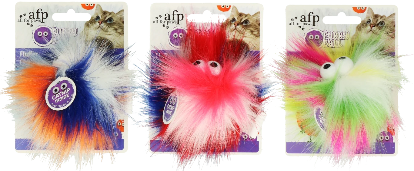 Piłka dla kota z kocimiętką, Ø 5 cm, żółta – AFP Furry Ball - Fluffy Ball - obrazek 2