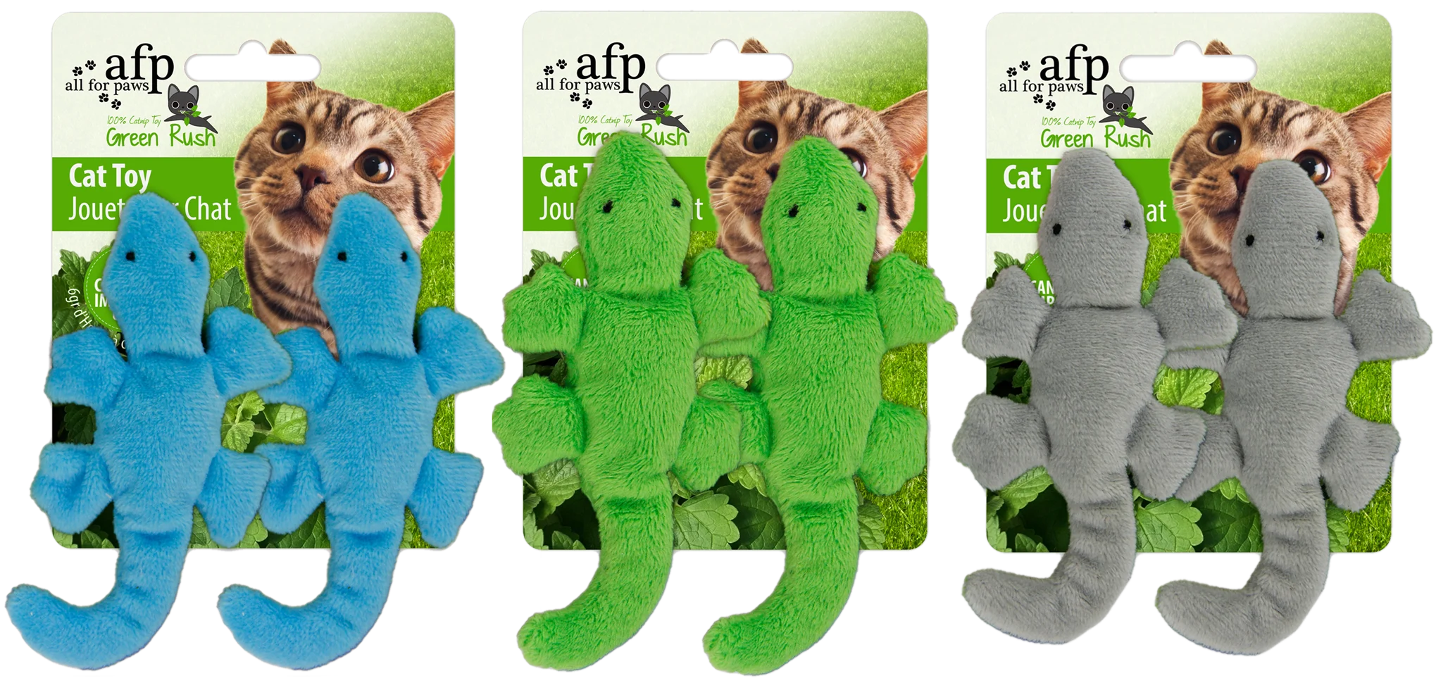 Zabawka dla kota Gekon z kanadyjską kocimiętką, 9 cm, 2 sztuki, mix – AFP Green Rush - Gecko - obrazek 1