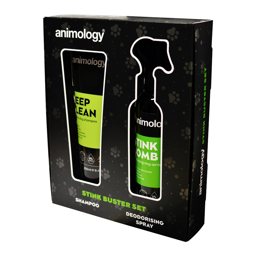 Zestaw do pielęgnacji sierści psa z szamponem i dezodoryzującym sprayem, 2 produkty – Animology Stink Buster Set - obrazek 2