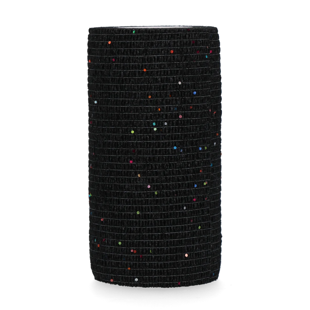 Samoprzylepny bandaż brokatowy, 10 cm, czarny – Excellent Animal Glitter Bandage Profi - obrazek 1