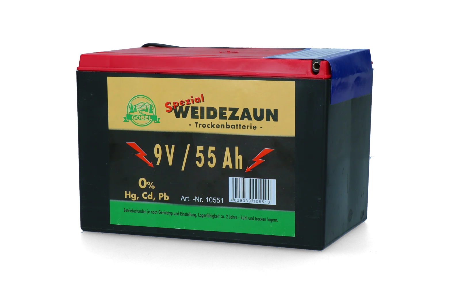 Bateria do elektryzatora 9 V, 55 Ah, 11,5 x 16,5 x 11,2 cm – ZoneGuard EG super - obrazek 1