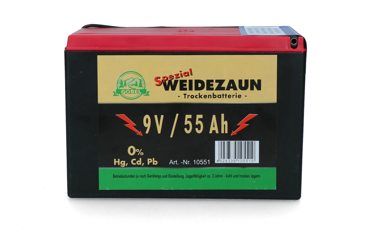 Bateria do elektryzatora 9 V, 55 Ah, 11,5 x 16,5 x 11,2 cm – ZoneGuard EG super - obrazek 3